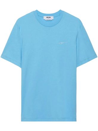 Msgm T-shirt con logo ricamato - Blu