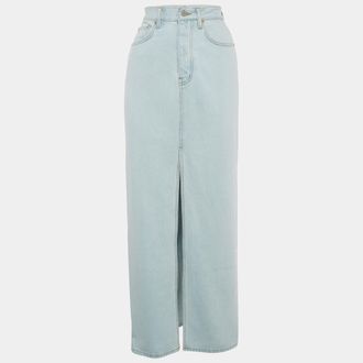 Frankie Shop Blue Denim Slit Detail Maxi Skirt