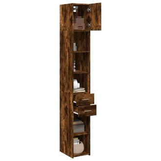 Berkfield Home Slim Storage Cabinet Smoked Oak 30x42.5x225 cm Engineered Wood in Brown