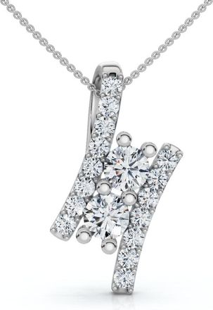 Pompeii3 1/2Ct Two Stone Diamond Pendant Gold Necklace Lab Grown 18 Lab Grown