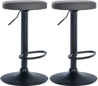 Clp Clp - Set De 2 Taburetes De Bar Ponte En Polipiel Gris Metal Negro Mate