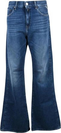Replay Becka Wide Jeans - Dames - Loose Fit Jeans - Blauw - W28 - Katoen - Jeans
