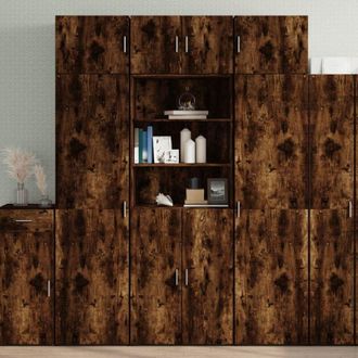 vidaXL Storage Cabinet Smoked Oak 70x42.5x225 cm Engineered Wood vidaXL