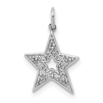 Diamond2Deal 14k White Gold 1/20 carat Diamond Star Charm Pendant