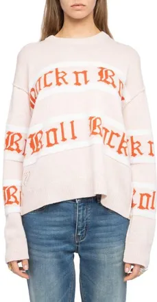 Zadig&Voltaire Markuz Rock N Roll Jacquard Stripe Wool & Cashmere Sweater in Pearly at Nordstrom, Size X-Small
