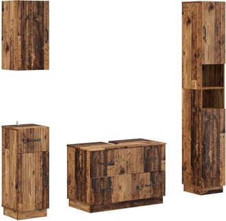vidaXL Juego De Armarios De Ba&ntilde;o De 4 Piezas Hoorn Madera Envejecida Vidaxl