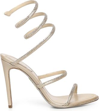 Rene Caovilla High Heel Sandalen - Dames - Sandalen met hakken - Beige - 38 1/2 EU - Satijn - Schoenen