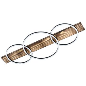 Loops Wall Flush Ceiling Light Black Brown Rustic Shade White Plastic LED 2x12W 1x12W