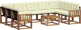 vidaXL Conjunto De Sof&aacute;s De Exterior 10 Uds. Natural Y Crema Vidaxl