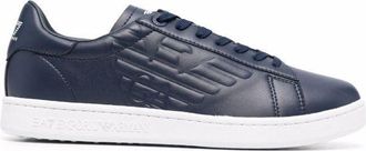 Emporio Armani Blue Tennis Dynamic Low-Top Leather Sneakers
