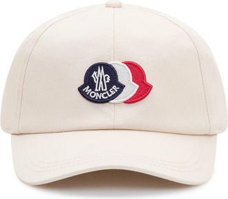 Moncler Logo Cotton Gabardine Baseball Cap - Heren - Petten - Beige - ONE Size - Katoen - Accessoires