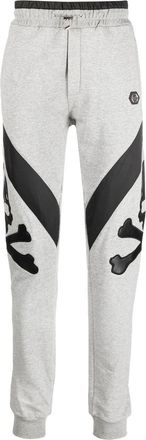 Philipp Plein skull-print track pants - men - Cotton - L - Grey