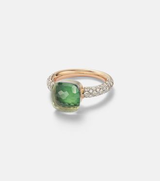 POMELLATO Anello Nudo Classic in oro bianco e rosa 18kt con pietre preziose