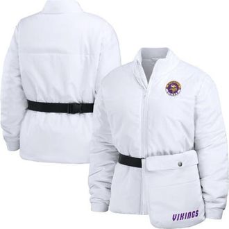 WEAR by Erin Andrews Womens WEAR by Erin Andrews White Minnesota Vikings Packaway Full-Zip Puffer Jacket at Nordstrom, Size Xx-Large