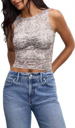 Good American Slinky Jersey Ruched Tank Top In Gray