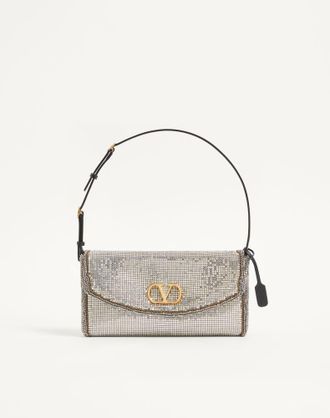 Valentino Garavani Valentino Garavani DeVain Small Shoulder Bag In Metallic Mesh Wo