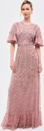 Beauut Embellished Sequins Flutter Dress in Frosted Pink at Nordstrom, Size 12