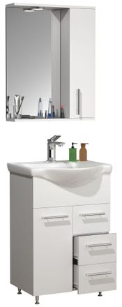 ebuy24 Ebuy24 - Vcm 3 Pcs Lavabo Lavabo Gabinete Inferior 55 Cm Juego De Muebles De Ba&ntilde;o Con Lavabo Y Armario De Espejo Cajones Pr&aacute;cticos Juego Completo Lisa