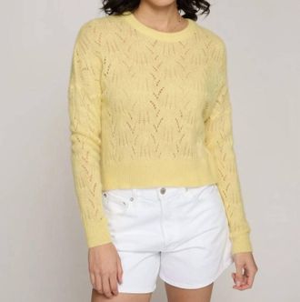 Autumn Cashmere Allover Pointelle Crew Sweater In Daffodil