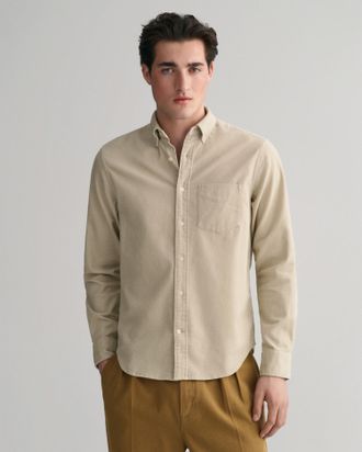 GANT Langarmhemd GANT REG UT CORDUROY SHIRT, Herren, Gr. 4XL, N-Gr, beige (putty), Cord, Obermaterial: 100% Baumwolle, regular fit, 2-Knopf-Manschette, Hem