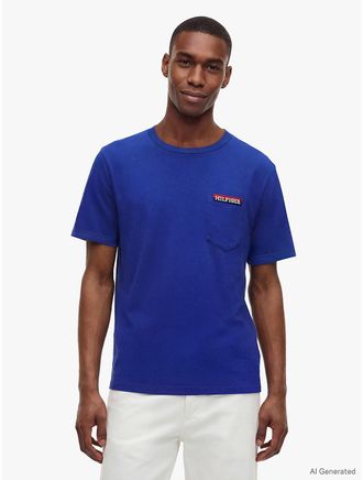 Tommy Hilfiger Mens Hilfiger Logo Pocket T-Shirt - Wedge Blue - XXL