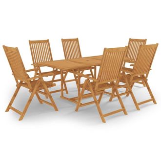 Berkfield Home 7 Piece Garden Dining Set Solid Teak Wood in Brown