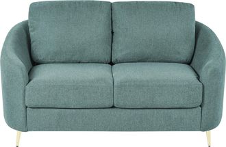 Beliani Sof&aacute; 2 Plazas De Poli&eacute;ster Verde Menta Dorado Curvil&iacute;neo Patas Metal Glamour Trosa