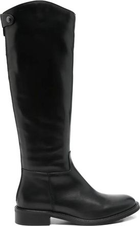 Julie Dee Leren knielaarzen - Zwart