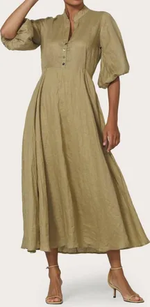 Lusana Kenny Linen Maxi Dress In Cafe