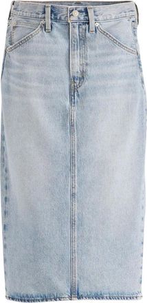 Levi's Rokken, Dames, Blauw, W24, Katoen, Gonna Donna HR Back Slit Skirt Riveting