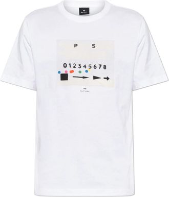 Paul Smith T-shirt met print - Heren - T-shirts - Wit - L - Katoen - Tops