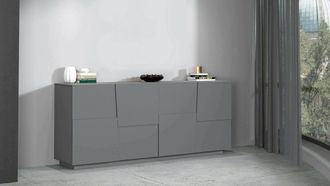 Dmora Aparador Yago, Buffet De Sal&oacute;n, Aparador De Sal&oacute;n Moderno Con 4 Puertas, 200x44h86 Cm, Antracita - Dmora