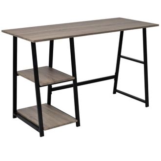 Berkfield Home Desk with 2 Shelves Grey & Oak