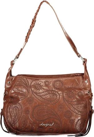 Desigual Borsa Hobo in Pelle con Paisley Goffrato - - Bags - Donna - Marrone - ONE SIZE