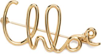 Chlo&eacute; logo brooch - Goud