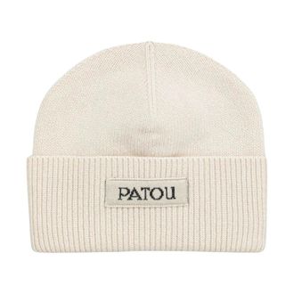 Patou Logo Label Beanie - Dames - Hoeden - Beige - ONE Size - Wol - Accessoires