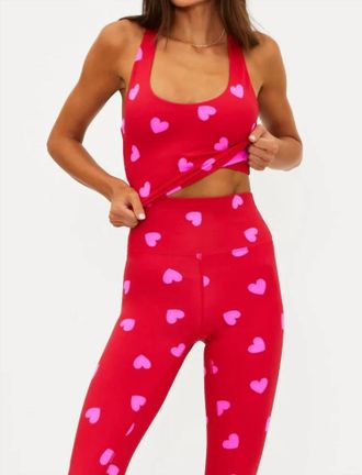 Beach Riot Yara Top In Royal Red Hearts