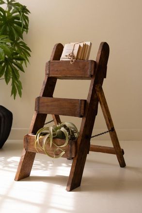 Kalalou Three Tiered Wooden Brick Mold Display Stand