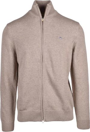 GANT Truien & Vesten, Heren, Beige, S, Katoen, Cardigan met Rits