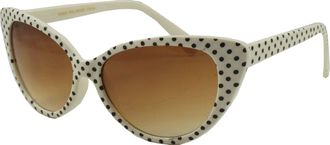 Retrouvé Clear Black Lens Classic Sunglasses - Style Unisex Shades UV400 Protective Mens Ladies (Cat Eye - White Black-Dot)