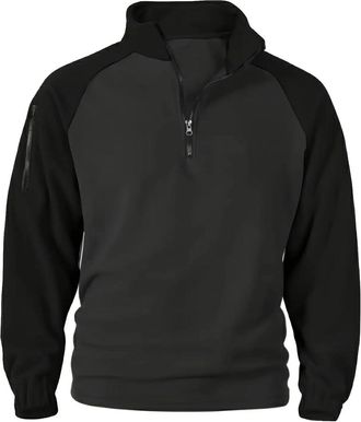 Generic Quarter Zip Pullover Men Athletic Golf Polo Shirts Raglan Long Sleeve Zipper Pocket Fall Winter Sweatshirt Sportswear 2025 Black