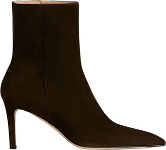 Kiton Stilettohak Su&egrave;de Enkellaarzen - Dames - Laarzen met Hak - Bruin - 40 EU - Su&egrave;de - Schoenen
