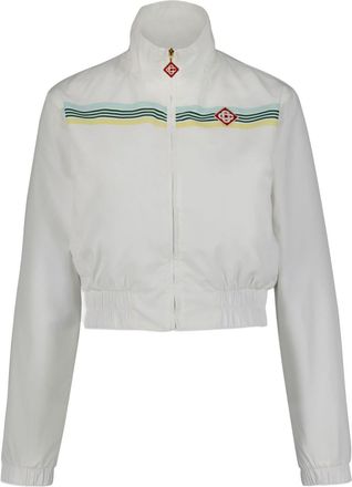 Casablanca crochet-trim zip-up track jacket - women - Polyester - L - White