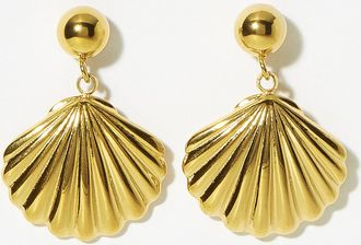 Simons Womens Golden shell earrings