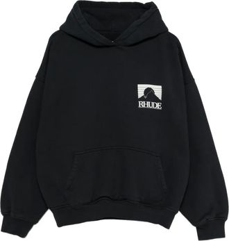 Rhude logo hoodie - men - Cotton - L - Black