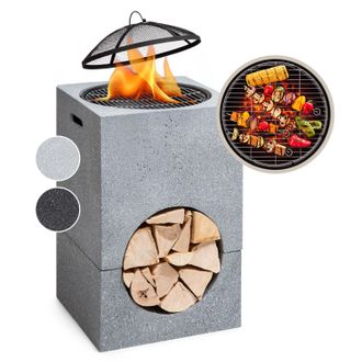 Blumfeldt Blumfeldt Blumfeldt Recipiente De Fuego Monolith Con Parrilla Mgo Y Recipiente De Acero Incl. Protecci&oacute;n Contra Chispas
