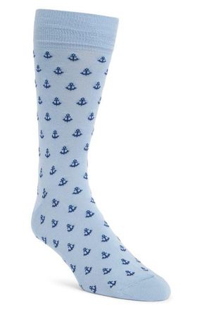 Nordstrom Anchor Cotton Blend Dress Socks in Light Blue at Nordstrom