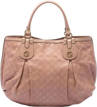Gucci Pre-owned Embossed Leather Tote - Dames - Pre-owned - Roze - Maat: ONE Size Leer