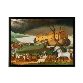 Artery8 Edward Hicks Noahs Ark Framed Canvas Wall Art Print | Size: W24 x H32