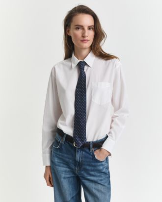 GANT Women Relaxed Fit Classic Poplin Shirt (40) WHITE